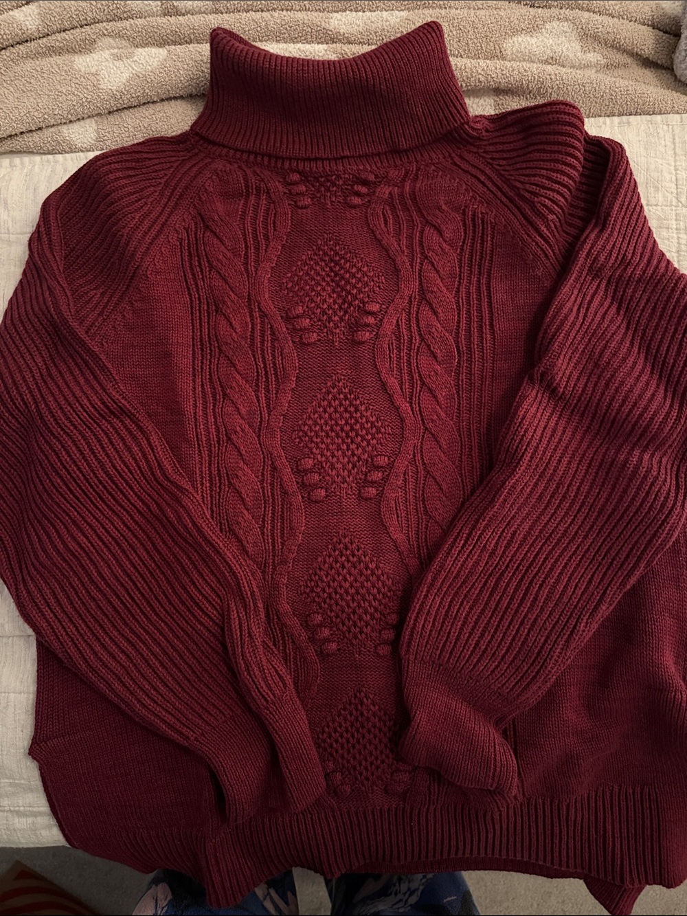GAP Burgundy Cable Knit Turtleneck Sweater